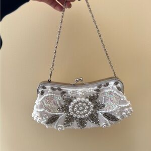 White Beaded Clutch